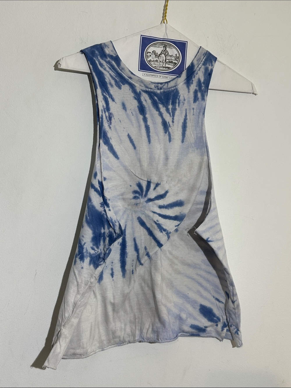 Blue & White Tie-Dye Muscle Tee - Unbranded